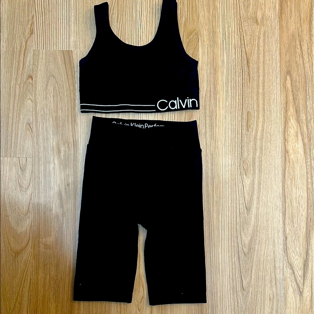 Calvin Klein Black Sports Bra and Shorts Set